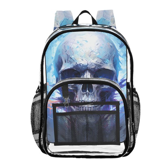 ALAZA Clear Backpack Skeleton Skull Halloween PVC Transparent BookBag