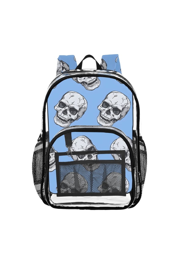 Clear Backpack Skeleton Skull Head PVC Transparent BookBag