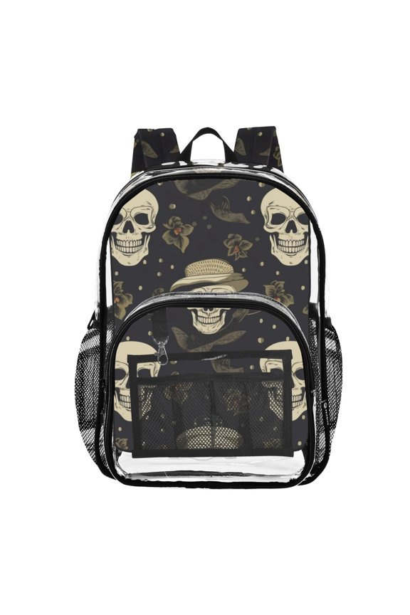 Clear Backpack Skeleton Skull PVC Transparent BookBag