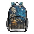 thumbnail image 1 of ALAZA Clear Backpack Skeleton Starry Night PVC Transparent BookBag, 1 of 7