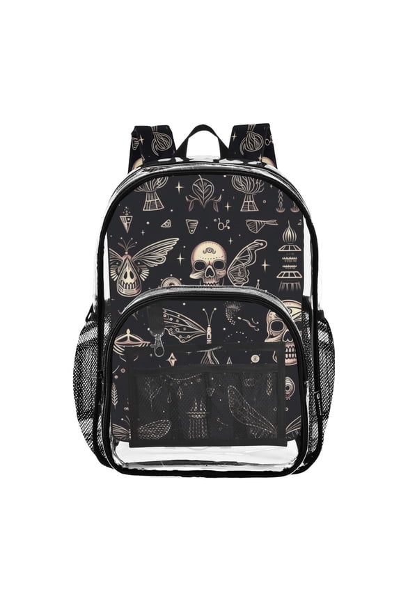 Clear Backpack Skeleton and Butterfly PVC Transparent BookBag