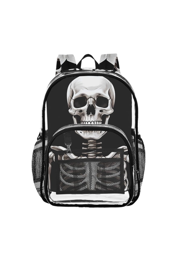 Clear Backpack Skull Skeleton Halloween PVC Transparent BookBag