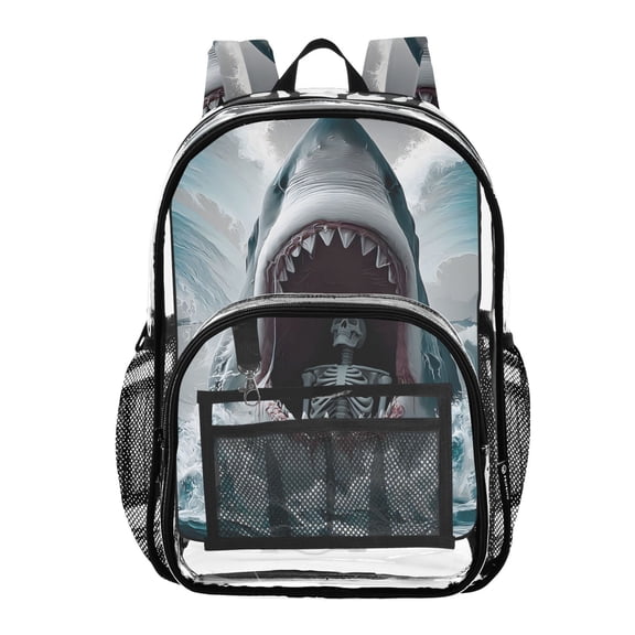 ALAZA Clear Backpack Skull in Shark PVC Transparent BookBag