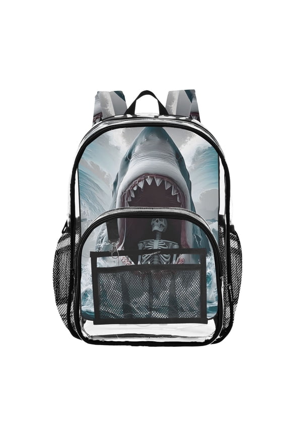 Clear Backpack Skull in Shark PVC Transparent BookBag