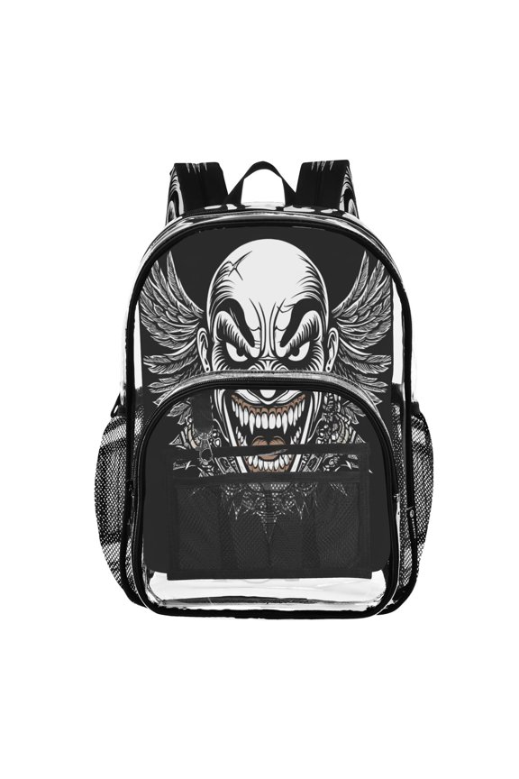 Clear Backpack Skull with Wings PVC Transparent BookBag