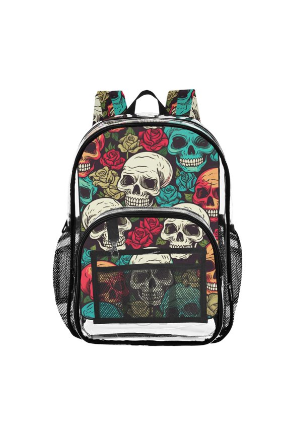 Clear Backpack Skulls Skeleton PVC Transparent BookBag
