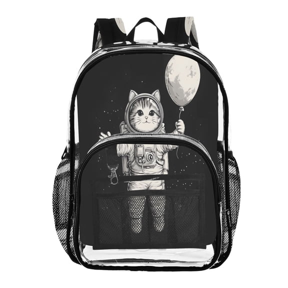 ALAZA Clear Backpack Space Cute Cat PVC Transparent BookBag
