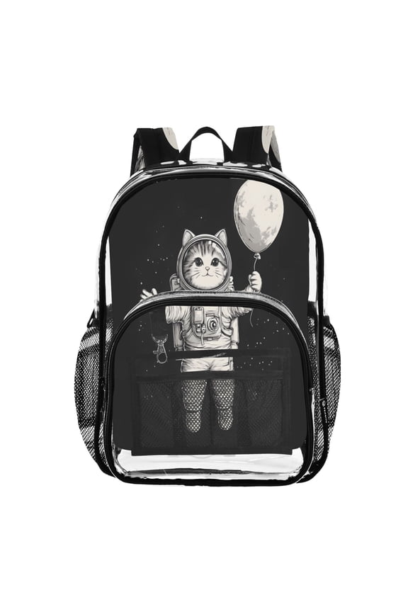 Clear Backpack Space Cute Cat PVC Transparent BookBag