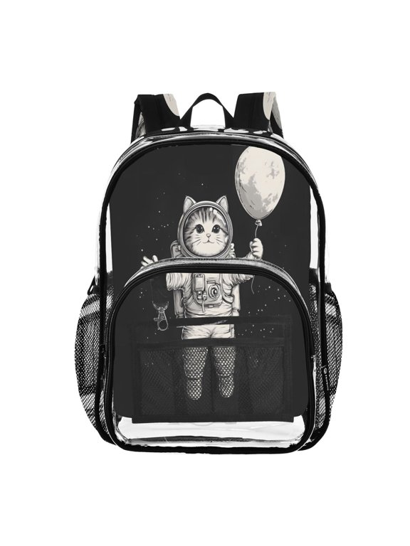 Clear Backpack Space Cute Cat PVC Transparent BookBag
