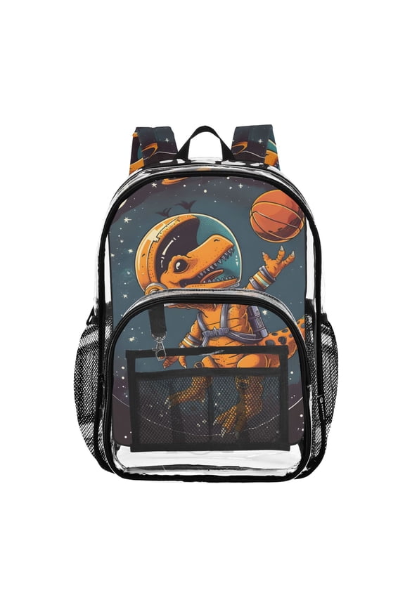 Clear Backpack Space Dinosaur PVC Transparent BookBag