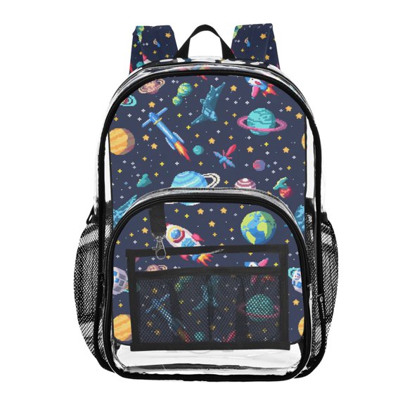 ALAZA Clear Backpack Space Stars Planet PVC Transparent BookBag