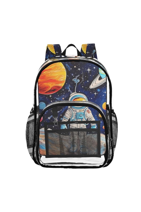Clear Backpack Space Universe Astronaut PVC Transparent BookBag