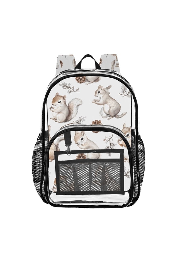 Clear Backpack Squirrels Cute PVC Transparent BookBag