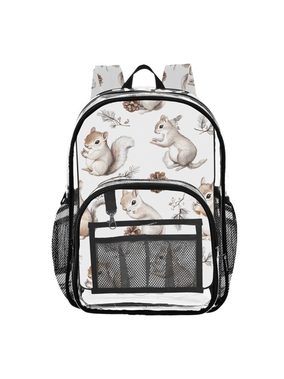 Clear Backpack Squirrels Cute PVC Transparent BookBag