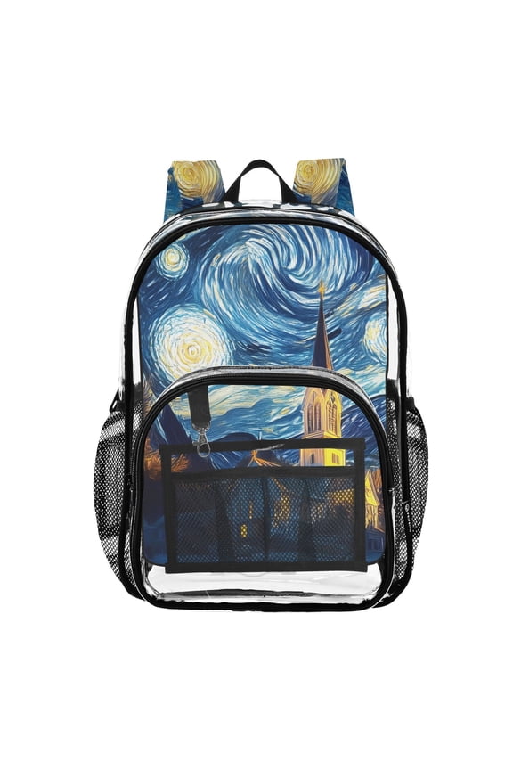 Clear Backpack Starry Sky Oil Paint PVC Transparent BookBag