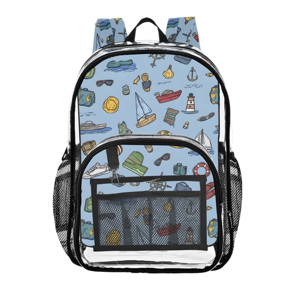ALAZA Clear Backpack Summer Sailboats PVC Transparent BookBag