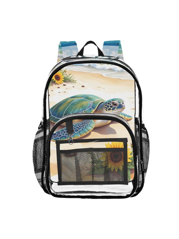 Clear Backpack Summer Turtle Sunflower PVC Transparent BookBag