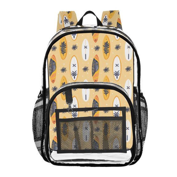 ALAZA Clear Backpack Surfboard Summer PVC Transparent BookBag
