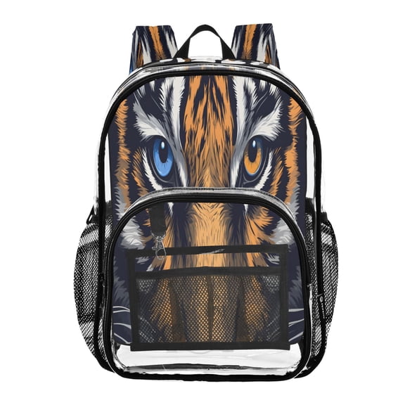ALAZA Clear Backpack Tiger Cool Eyes PVC Transparent BookBag