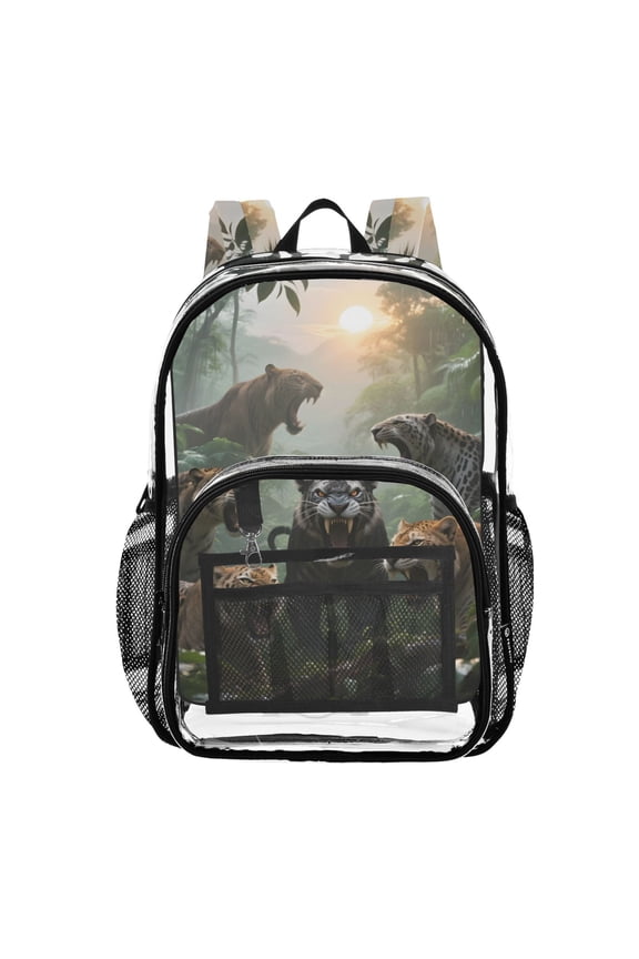Clear Backpack Tigers Forest Animals PVC Transparent BookBag