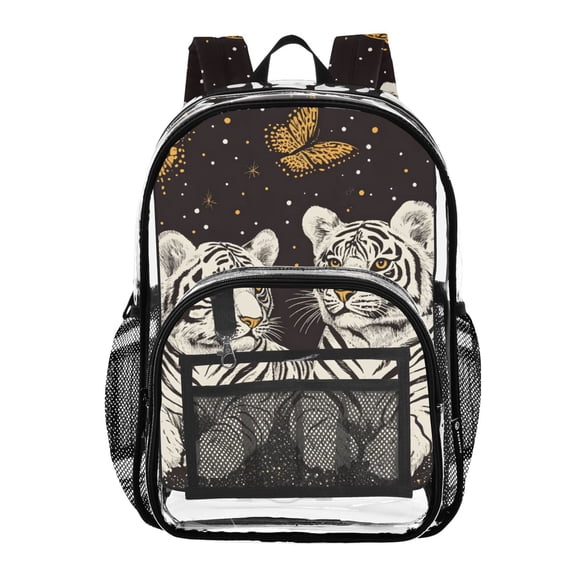 ALAZA Clear Backpack Tigers and Butterflies PVC Transparent BookBag
