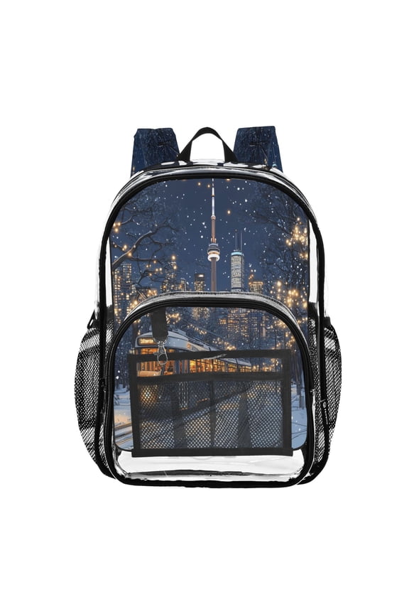 Clear Backpack Train Winter View PVC Transparent BookBag
