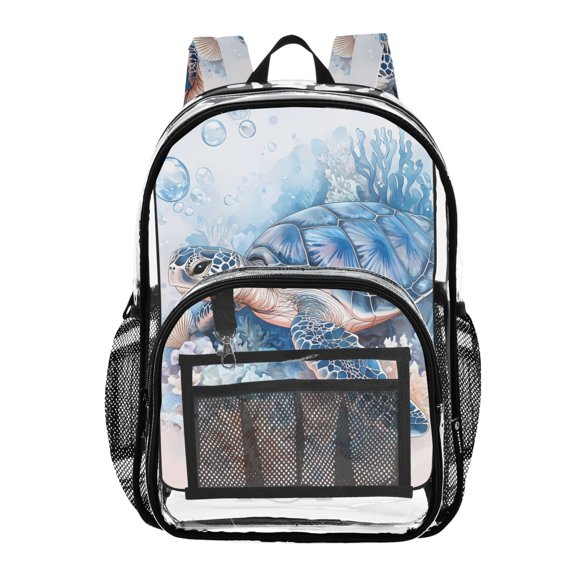ALAZA Clear Backpack Turtle Swimming PVC Transparent BookBag