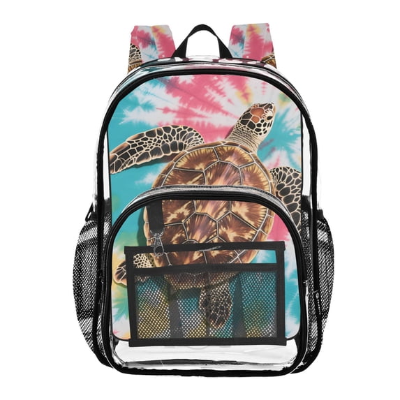 ALAZA Clear Backpack Turtle Tie Dye PVC Transparent BookBag