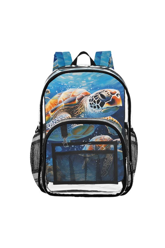 Clear Backpack Turtles in Ocean PVC Transparent BookBag