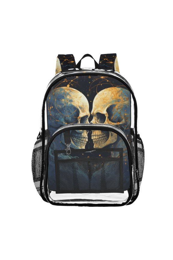 Clear Backpack Two Human Skeleton PVC Transparent BookBag