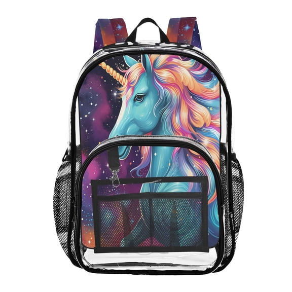 ALAZA Clear Backpack Unicorn Blue PVC Transparent BookBag