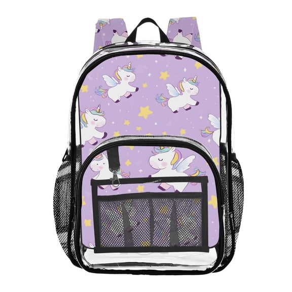 ALAZA Clear Backpack Unicorn Cute Star PVC Transparent BookBag