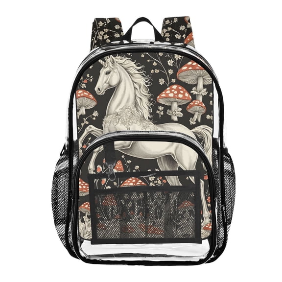 ALAZA Clear Backpack Unicorn and Mushroom PVC Transparent BookBag