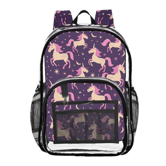 ALAZA Clear Backpack Unicorn and Stars PVC Transparent BookBag