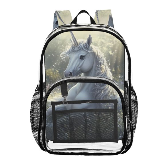 ALAZA Clear Backpack Unicorn in Forest PVC Transparent BookBag