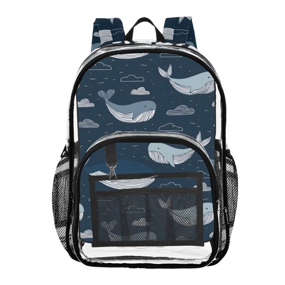 ALAZA Clear Backpack Whales in Sea PVC Transparent BookBag