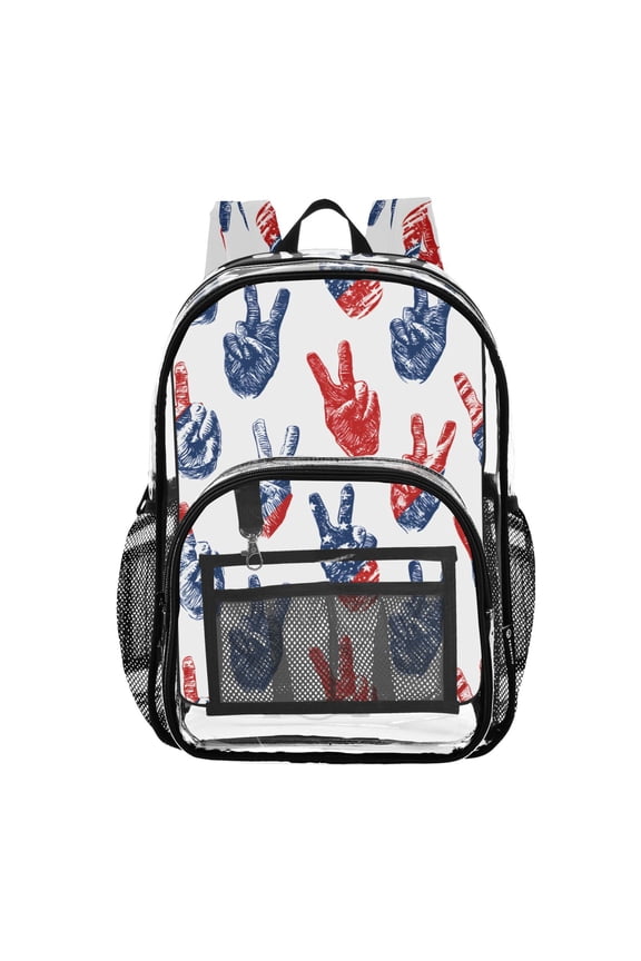 Clear Backpack Winner Gesture Blue PVC Transparent BookBag