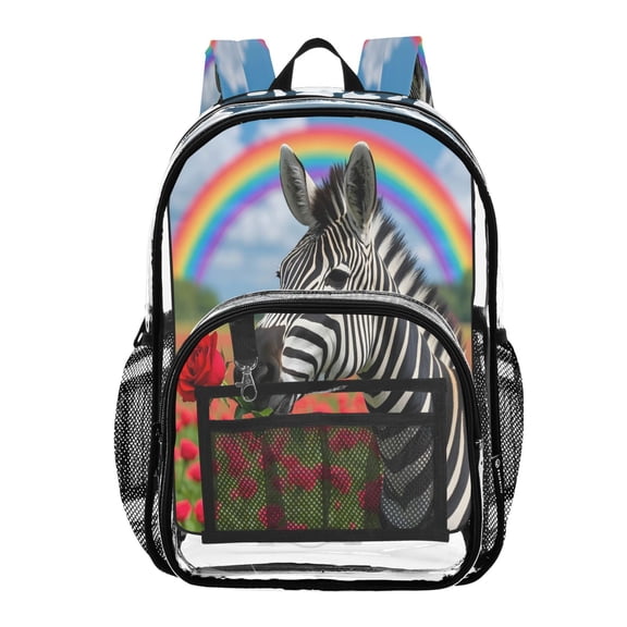 ALAZA Clear Backpack Zebra Rose Field PVC Transparent BookBag