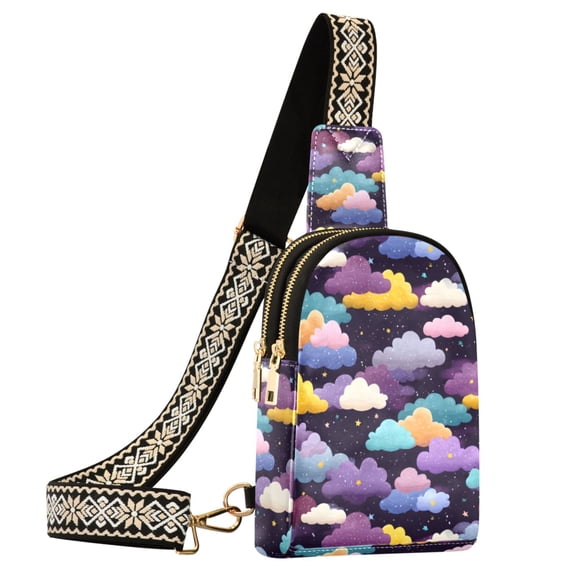 ALAZA Cloud Starry Sling Bag for Women Men Waterproof Crossbody Chest Bags