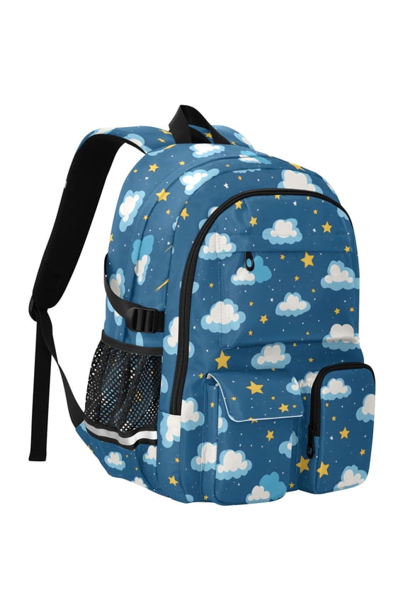 Clouds Stars Print Student Backpack School Bookbag Large Laptop Daypack Travel Bag