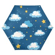 ALAZA Clouds Stars UPF 50+ Compact Folding Umbrella for Rain Travel Umbrella Packable