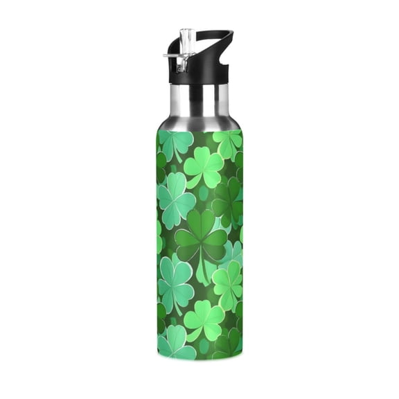 ALAZA Clover Flower Water Bottle Insulated Flask Stainless Steel Straw Lid 20 oz