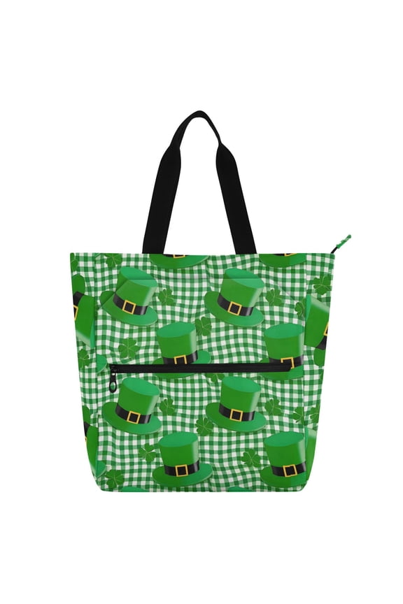 Clover Hats on Checkered School Book Bag Kids Tote Bags Handbag