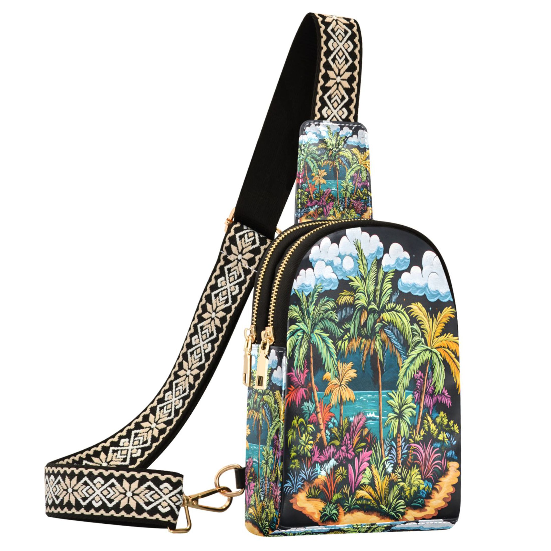 ALAZA Coconut Tree Scene Sling Bag For Women Men Waterproof Crossbody 