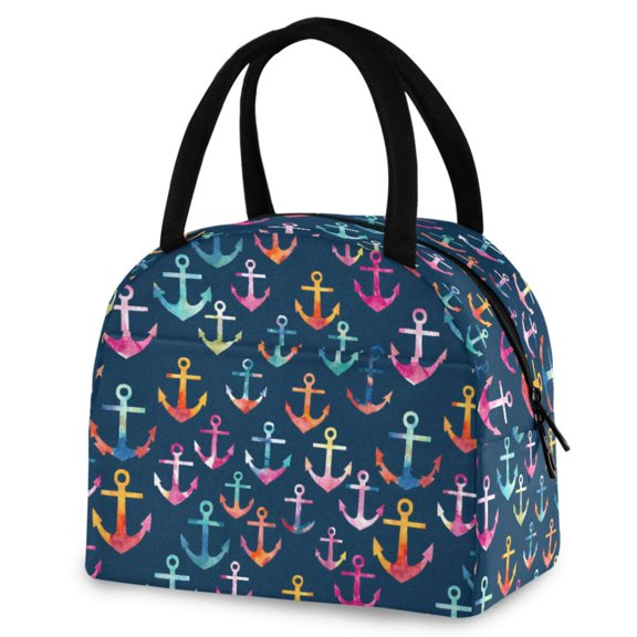 ALAZA Colorful Anchors Insulated Lunch Box Reusable Cooler Tote Bag Work Office Picnic