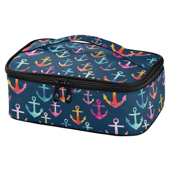 ALAZA Colorful Anchors Lunch Box Insulated Cooler Tote Bag Reusable School Picnic Travel Office