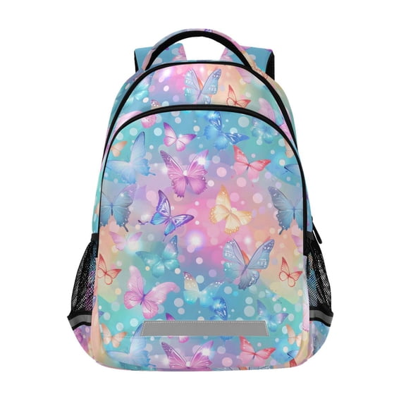 ALAZA Colorful Butterfly in Gradient Backpack Elementary School Bag Bookbag Travel Rucksack