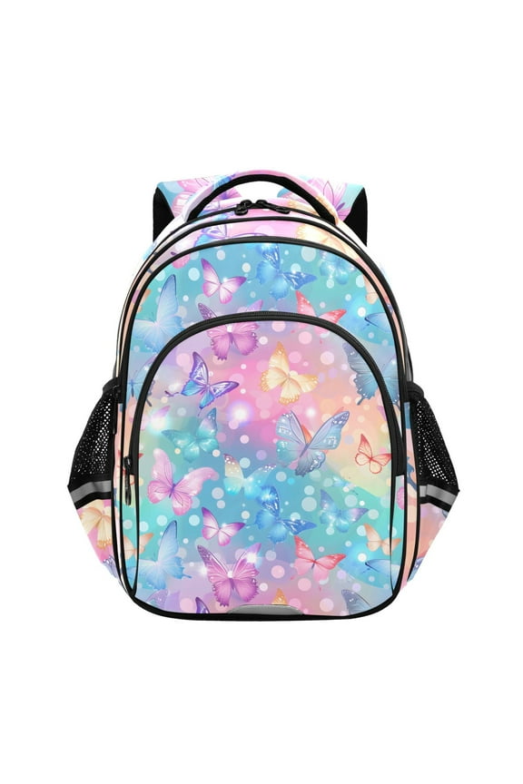 Colorful Butterfly in Gradient School Backpack Elementary Bag Bookbag Travel Rucksack