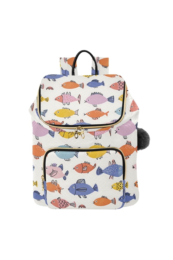 Colorful Cartoon Fish Travel Backpack Laptop Bag Large Capacity Daypack
