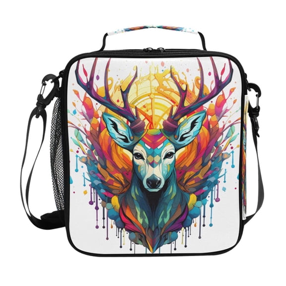 ALAZA Colorful Deers Lunch Box Insulated Lunch Bag Reusable Thermal Cooler Tote School Picnic